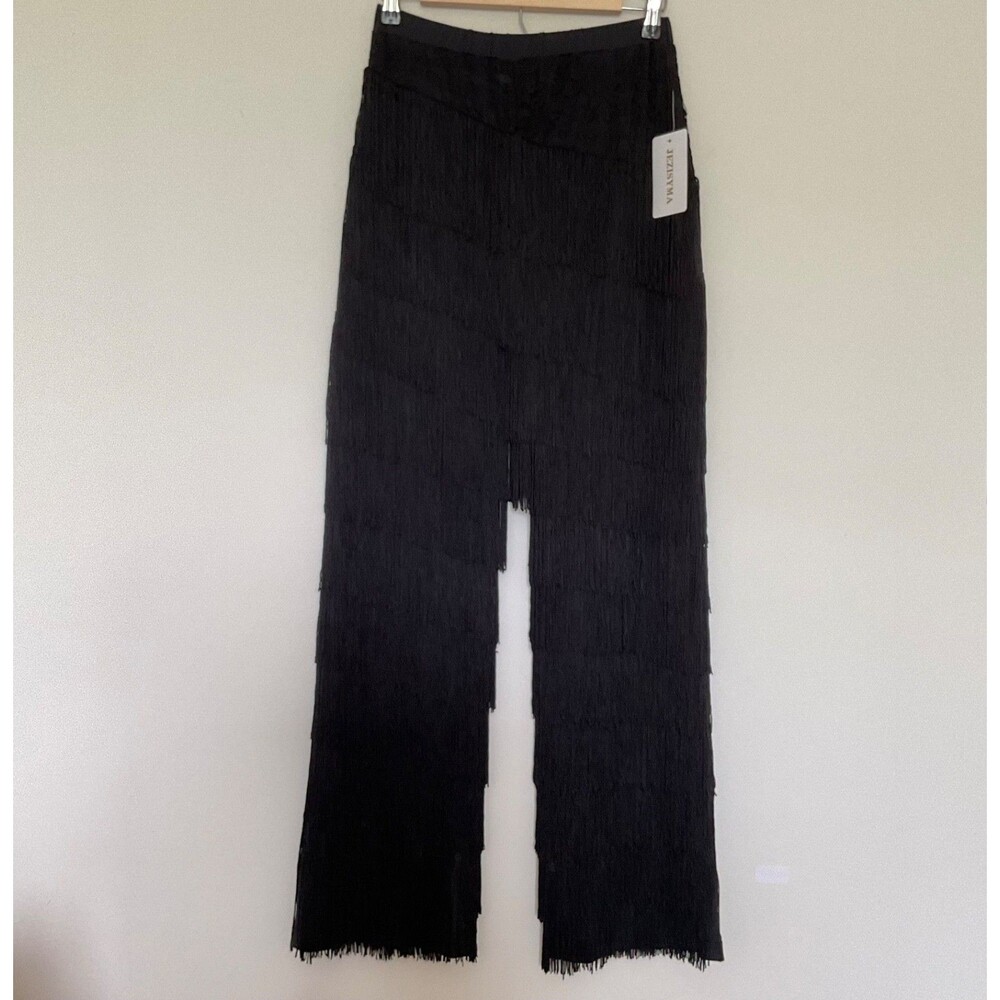 Jezisyma Womens Sz M 11 Tiers of Fringe Ballroom Latin Dance Pants Tango Salsa
